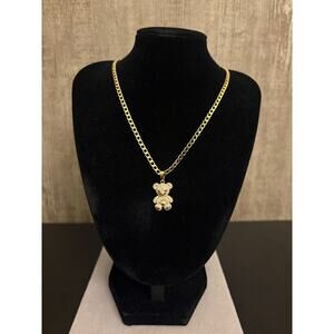 1ct. Moissanite Gold Filled 925 Silver Teddy Bear Necklace
